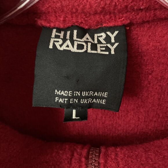Hilary Radley 100% Wool Jacket Coat Size Large Red Pockets Mock Neck Zip Up A10 - Picture 4 of 7